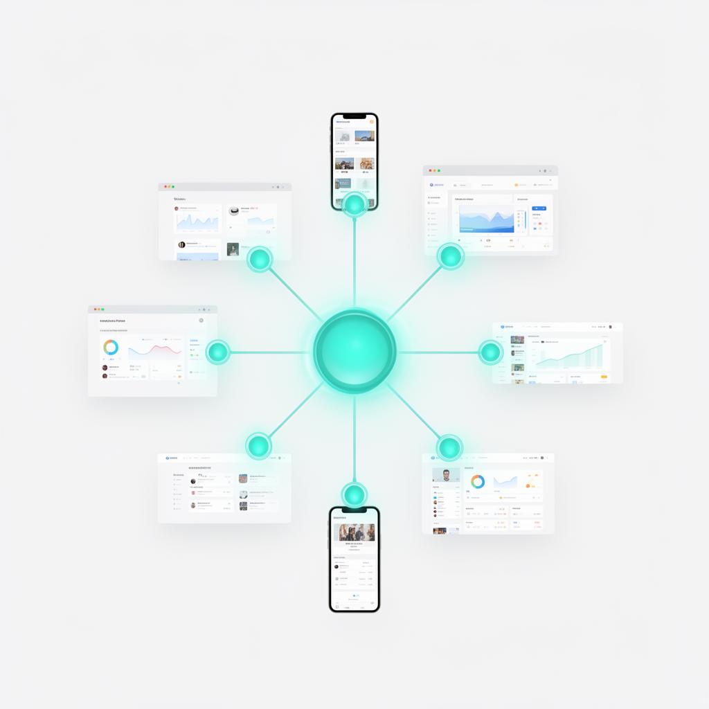 Hub diagram connecting Lovable.dev templates, dashboards and apps
